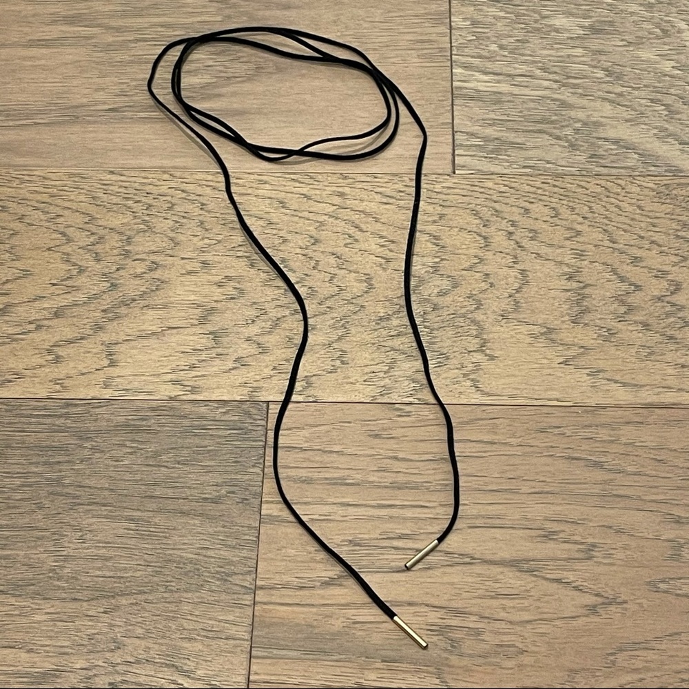 Black Suede & Gold Metal Wrap Long Necklace